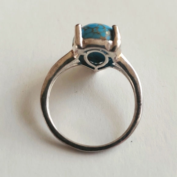 DJoy Tear Drop Natural Tourquoise Sterling Silver 925 Ring Stamped Size 6 D'Joy - Picture 6 of 7